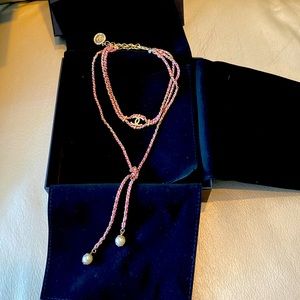 COPY - Authentic Chanel pink woven lariat necklace